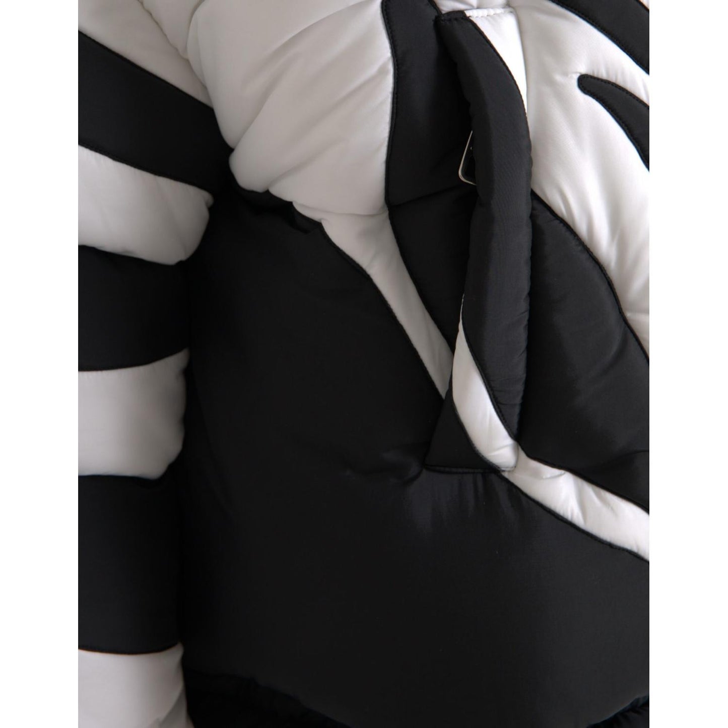 Dolce & Gabbana Black White Stripes Hooded Puffer Jacket Dolce & Gabbana