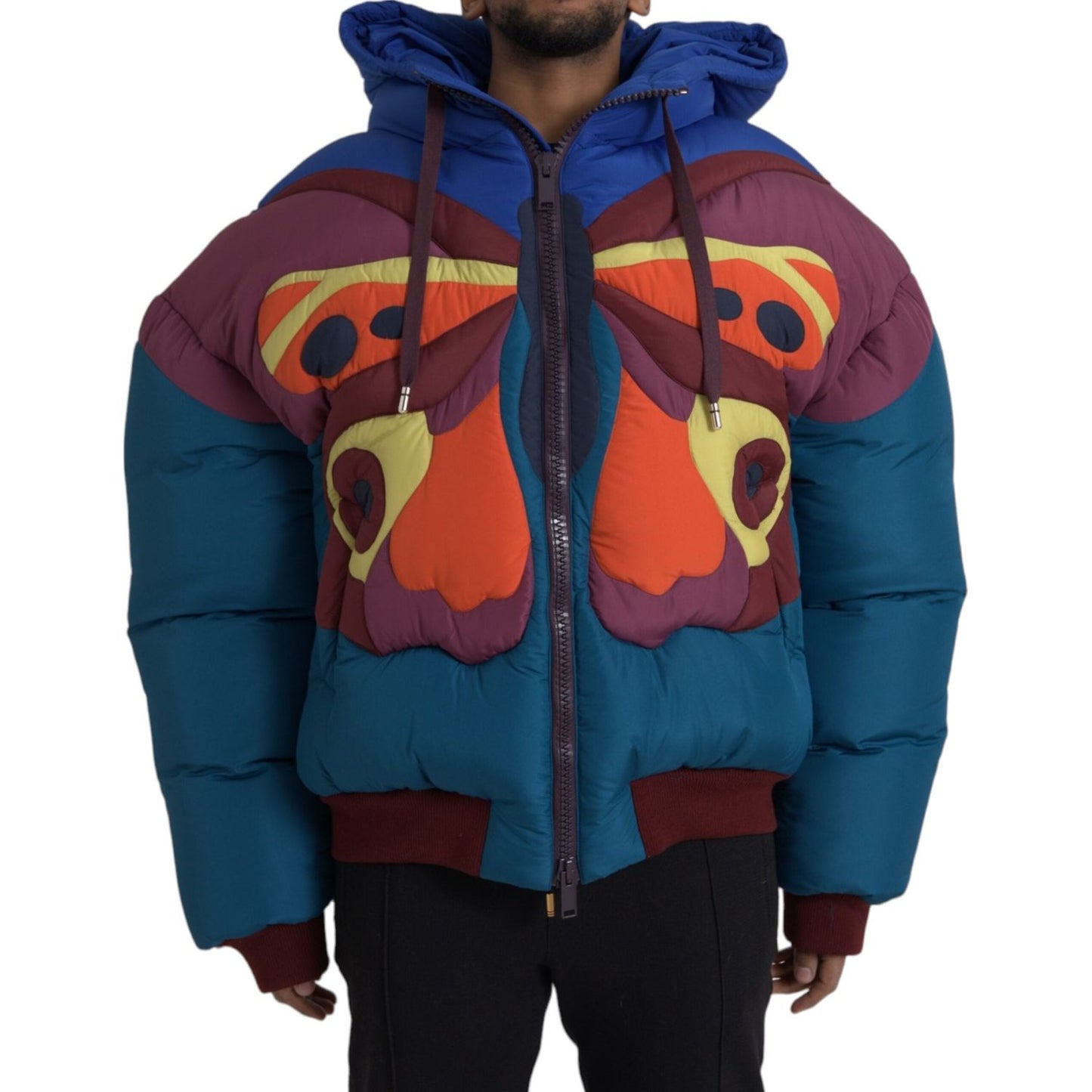 Dolce & Gabbana Multicolor Butterfly Hooded Puffer Jacket Dolce & Gabbana