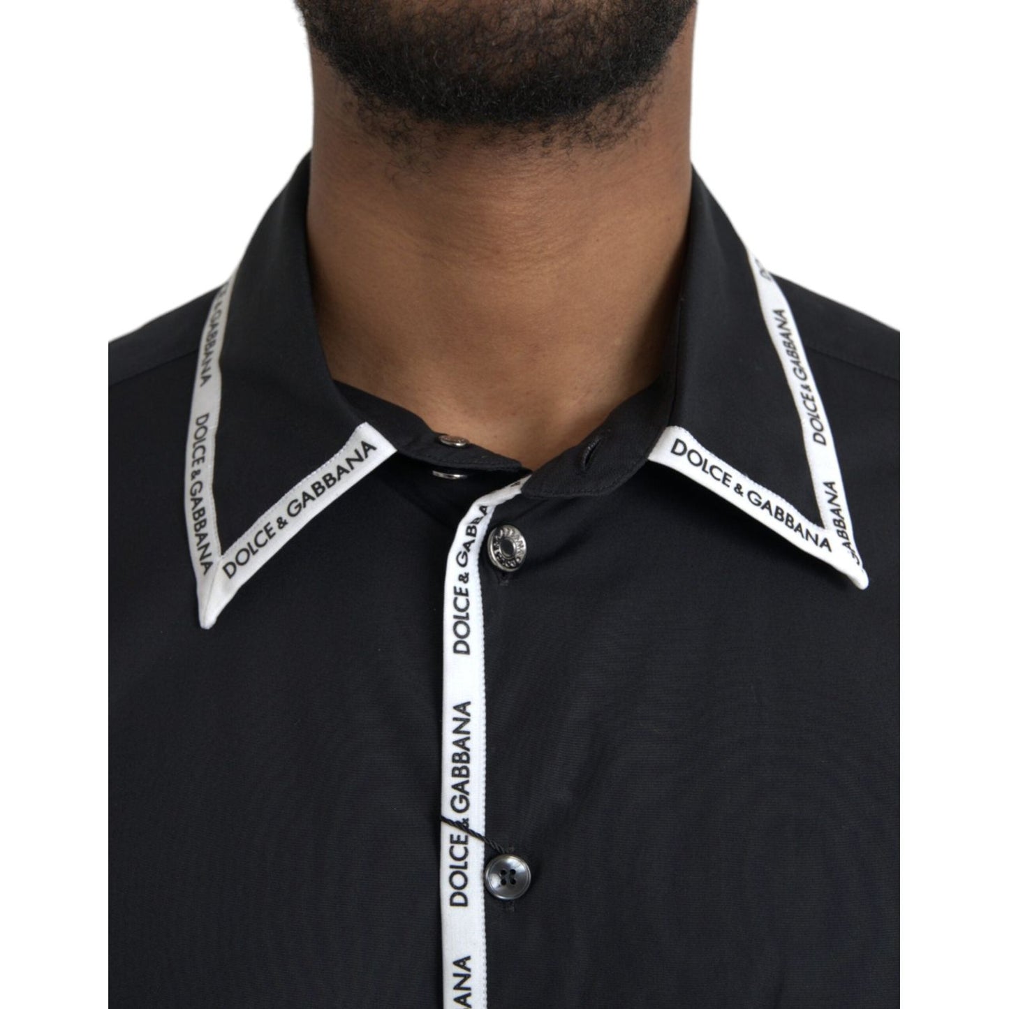 Dolce & Gabbana Black Collared Long Sleeve Cotton Casual Shirt Dolce & Gabbana