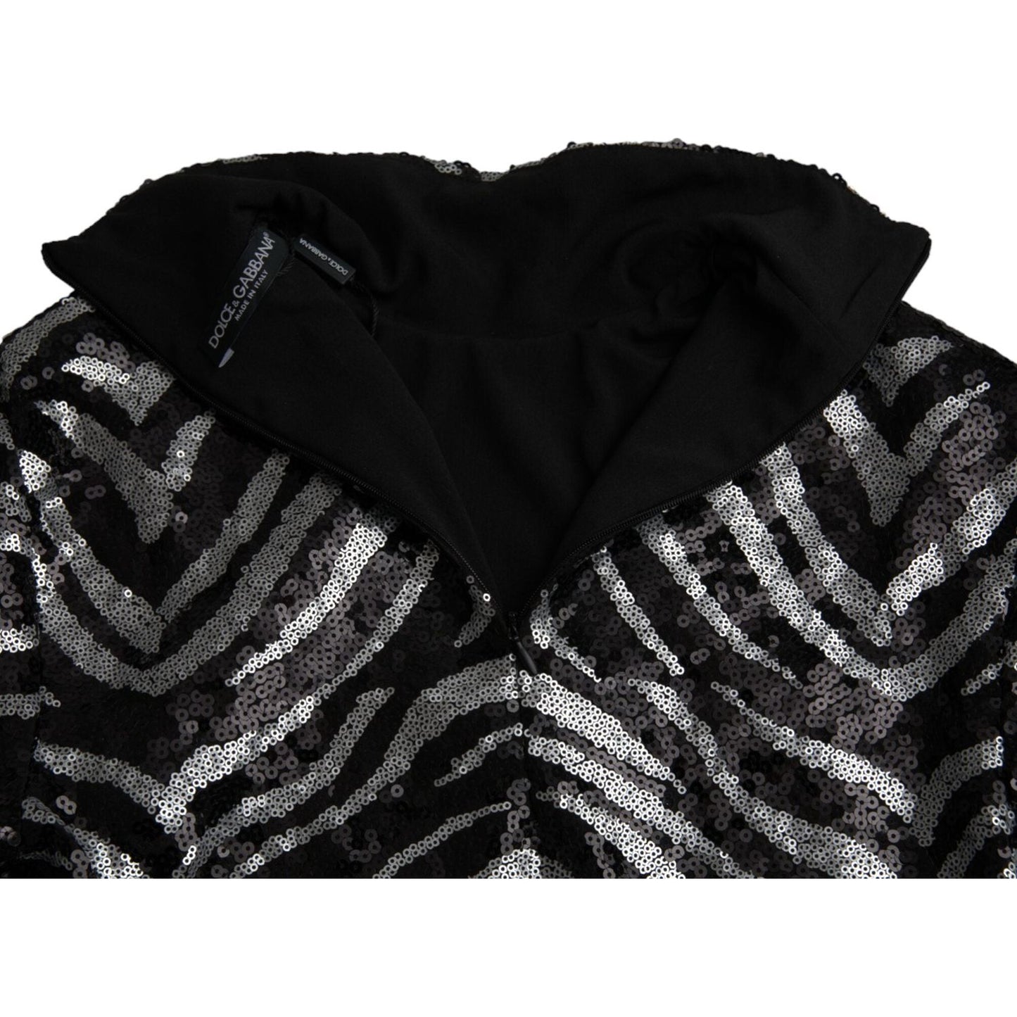 Dolce & Gabbana Black Silver Sequined Polyester Sweater Dolce & Gabbana