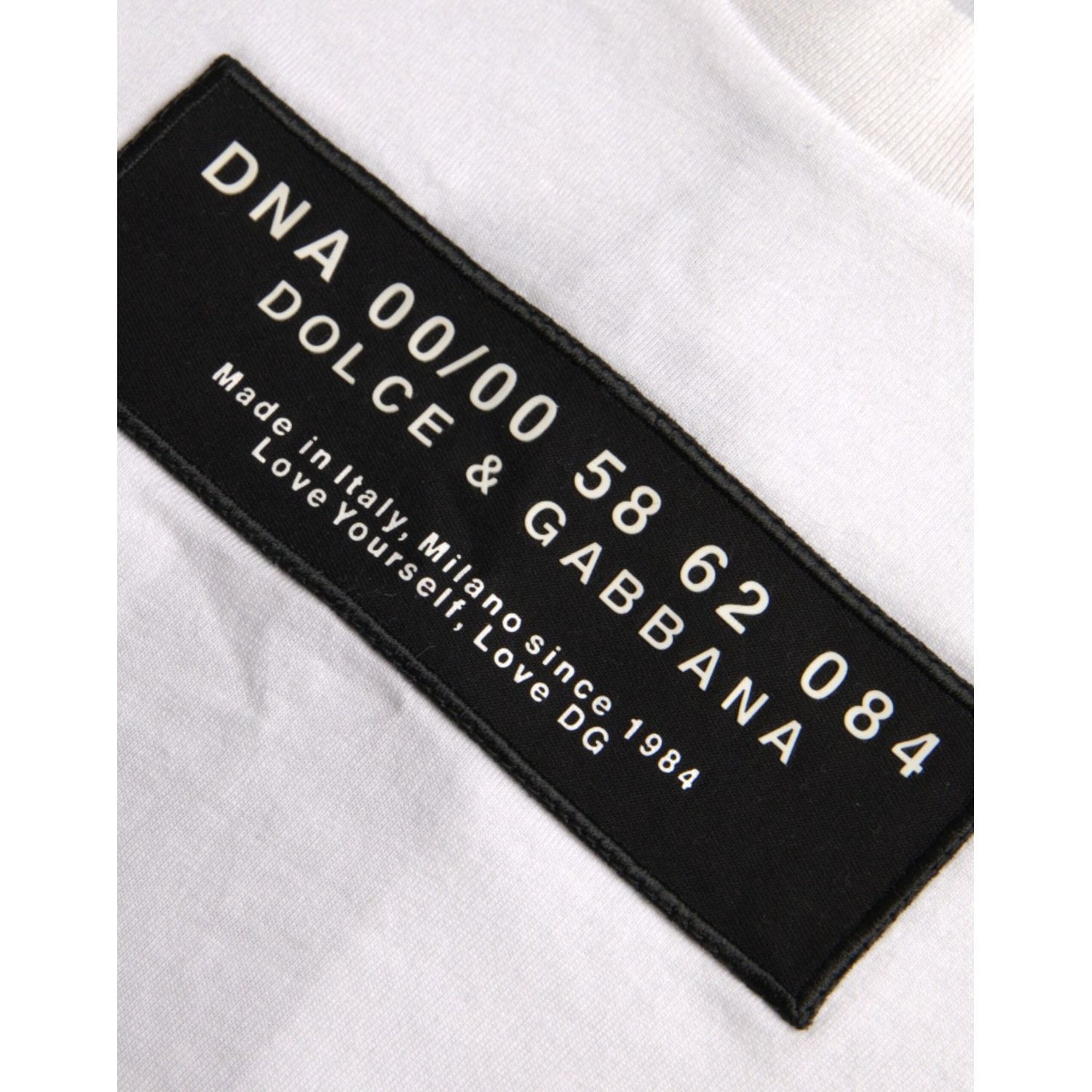 Dolce & Gabbana White Cotton DG Applique Men Casual T-shirt Dolce & Gabbana