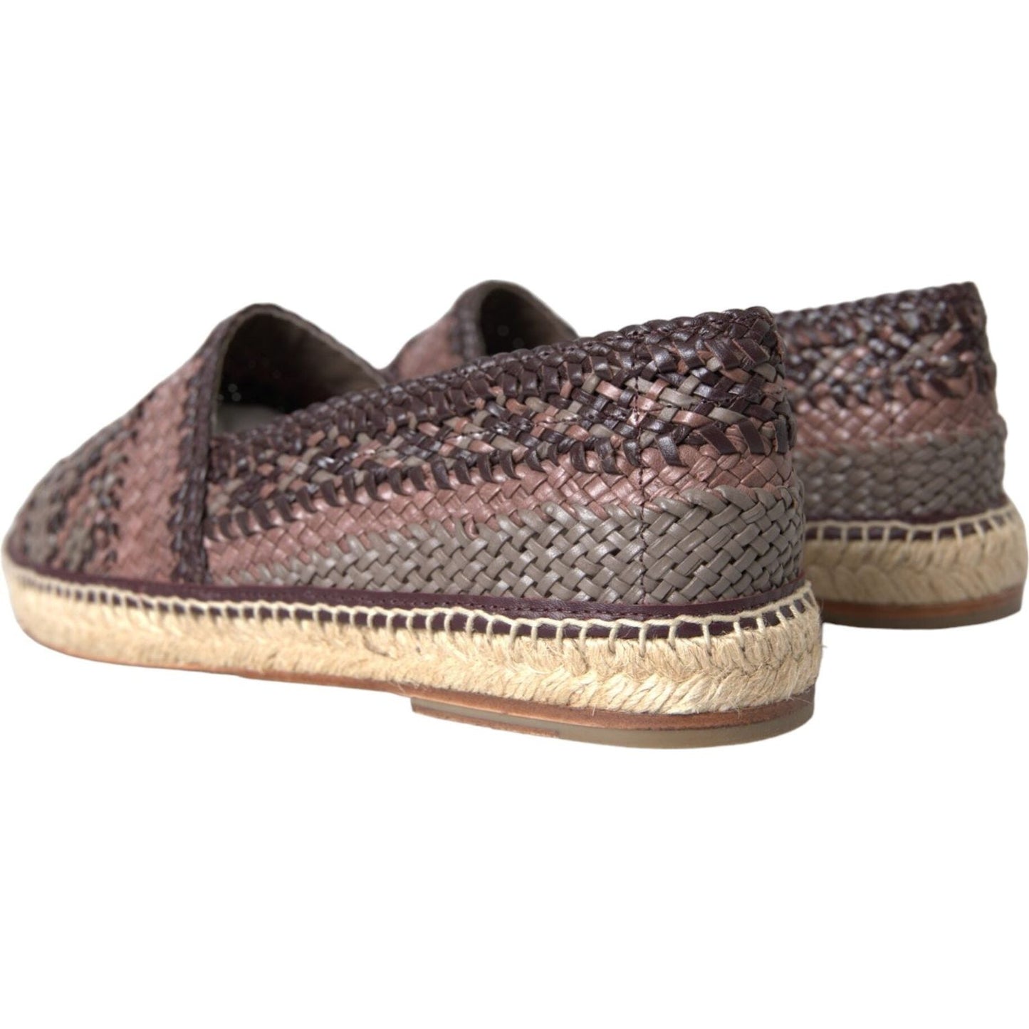 Dolce & Gabbana Brown Buffalo Leather Espadrille Flats Shoes Dolce & Gabbana