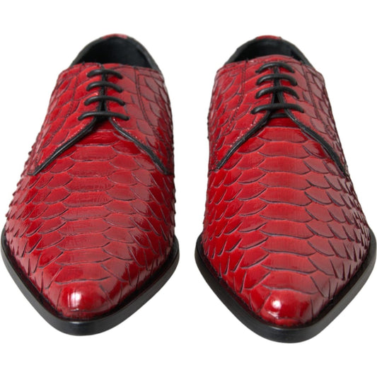 Dolce & Gabbana Red Textured Varnished Derby Men Formal Shoes Dolce & Gabbana