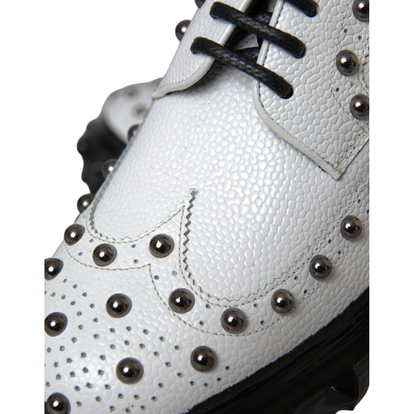 Dolce & Gabbana Black White Embellished Derby Formal Shoes Dolce & Gabbana