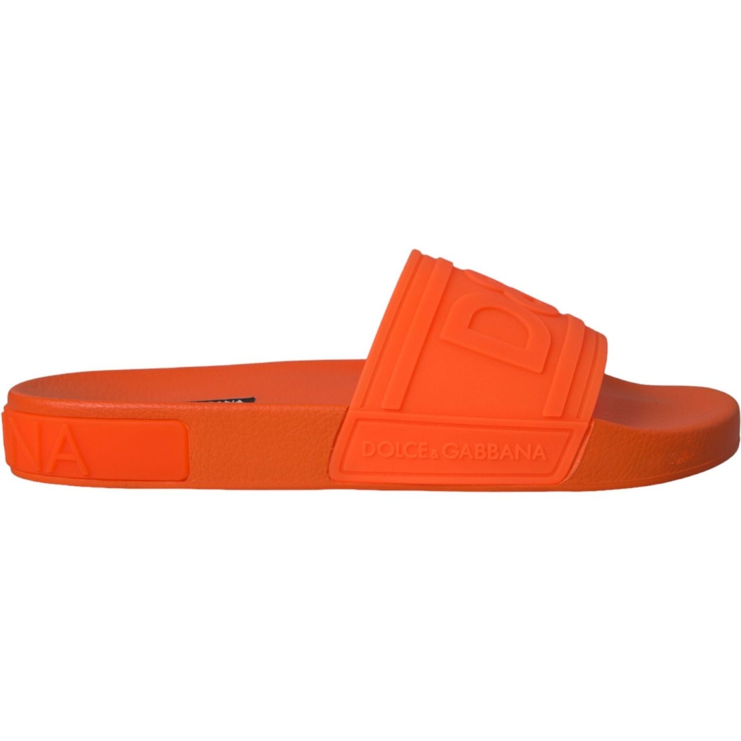 Dolce & Gabbana Orange Rubber Slides Sandals Beachwear Shoes Dolce & Gabbana