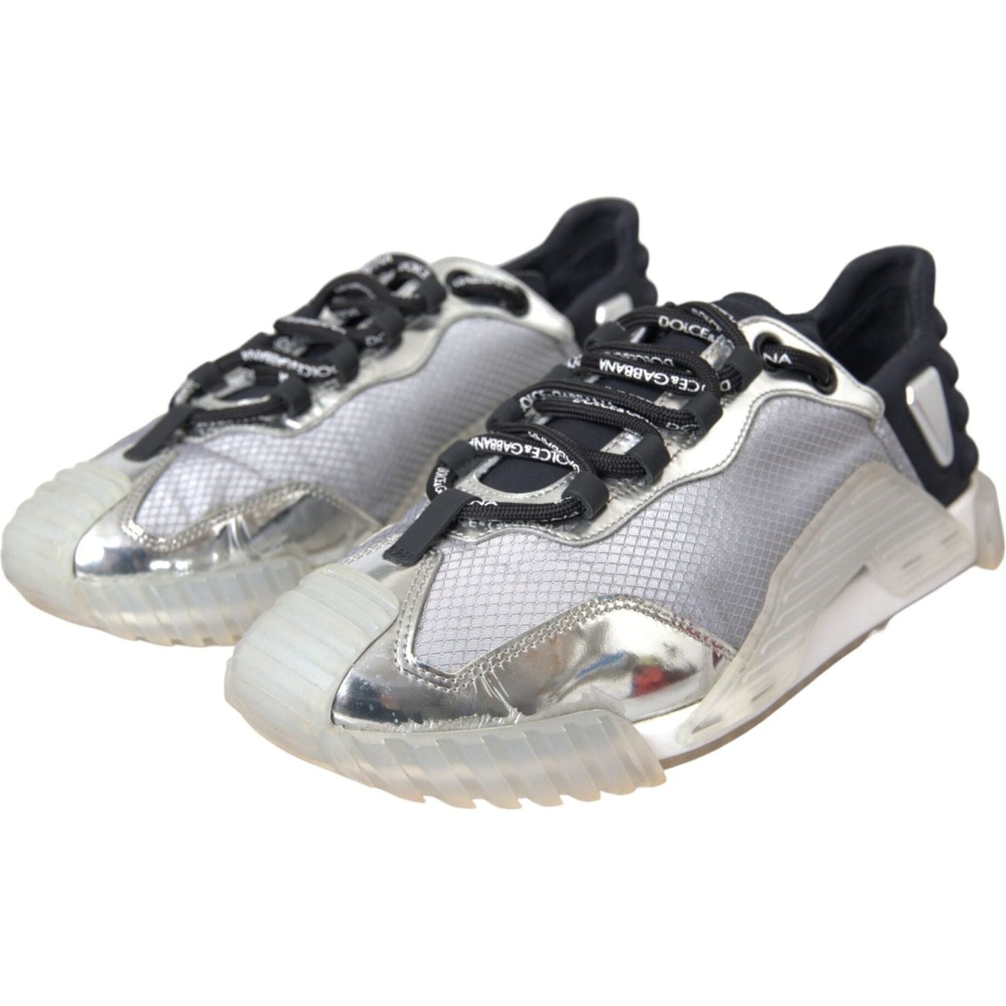 Dolce & Gabbana Silver Black Nylon NS1 Low Top Sneakers Men Shoes Dolce & Gabbana