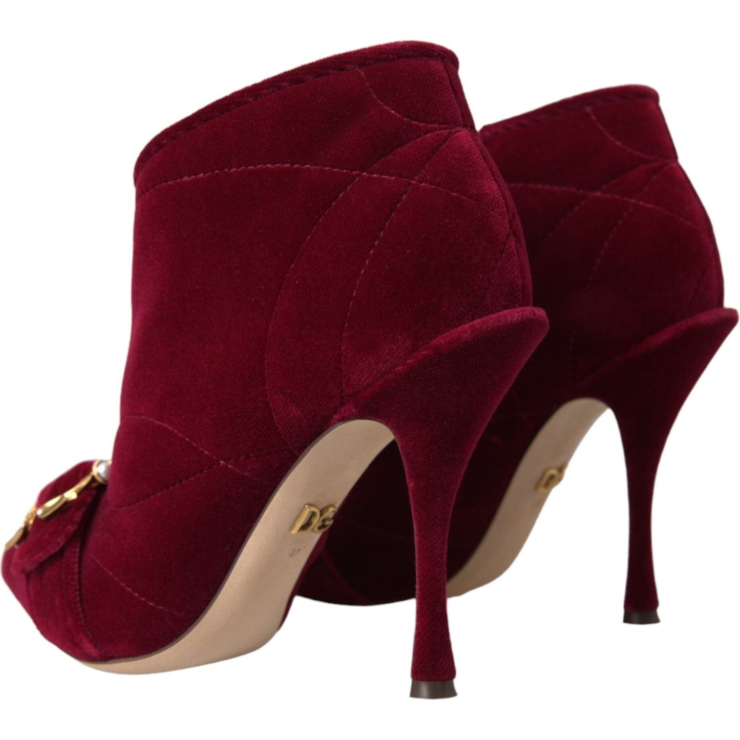 Dolce & Gabbana Dark Red Velvet Devotion Buckle Boots Shoes Dolce & Gabbana