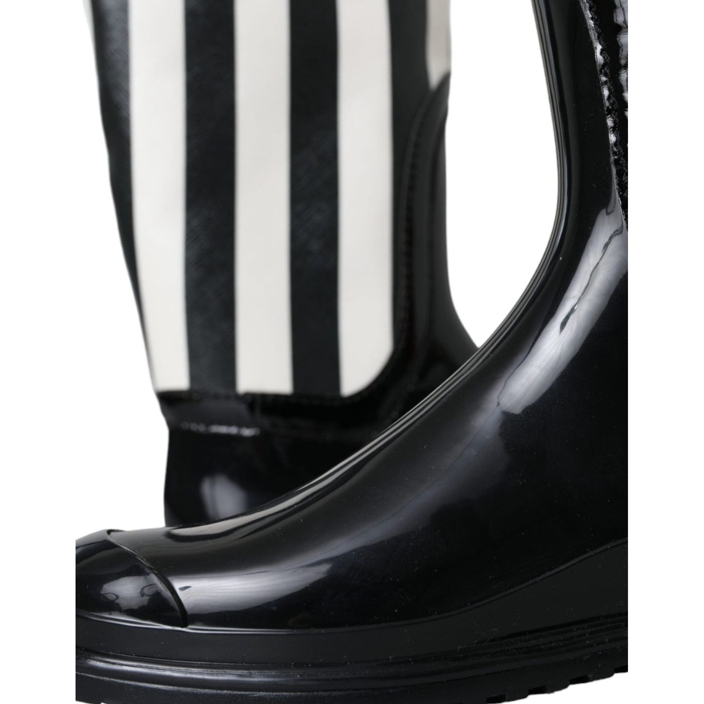 Dolce & Gabbana Black Rubber Knee High Flat Boots Shoes Dolce & Gabbana