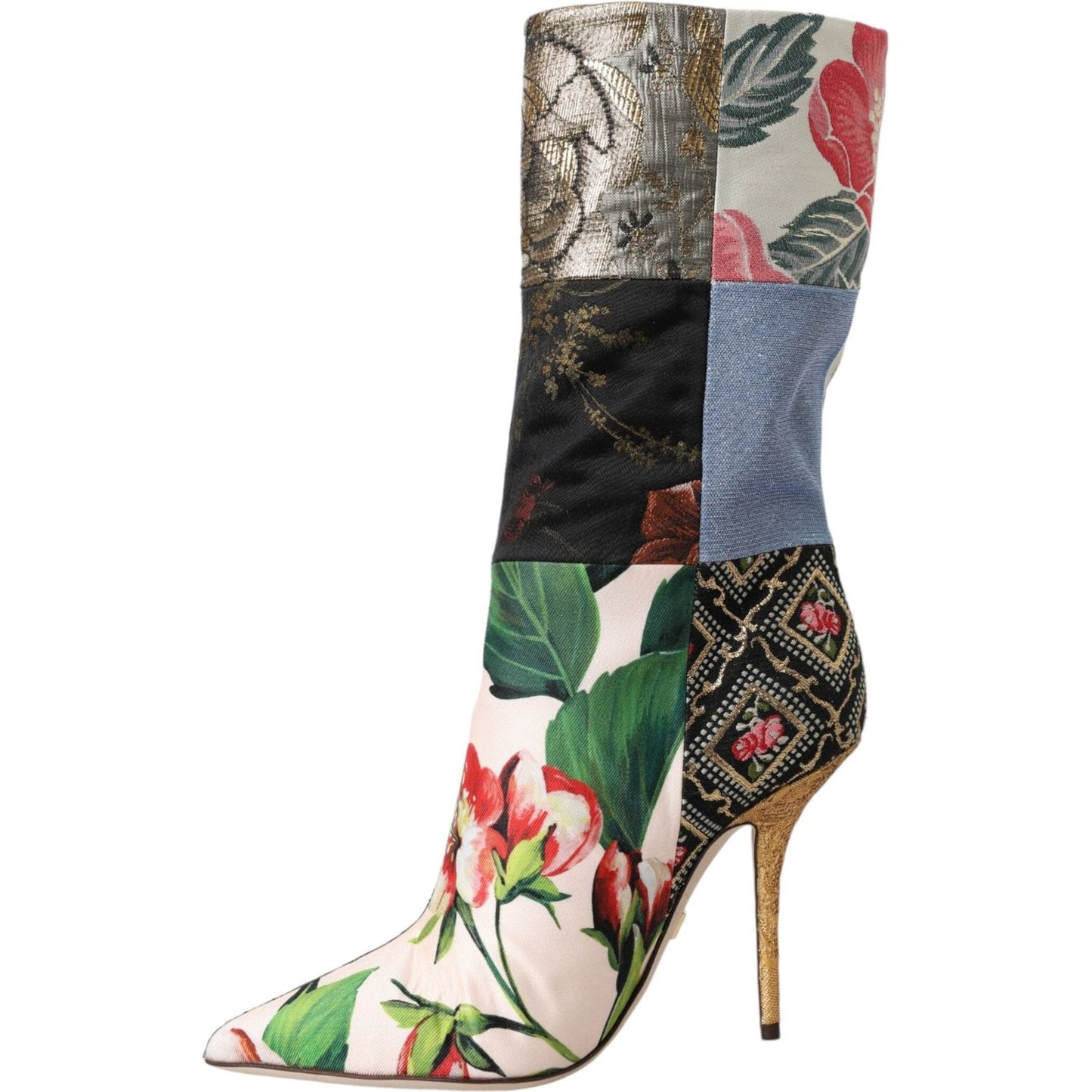 Dolce & Gabbana Multicolor Patchwork Print Heeled Boots Shoes Dolce & Gabbana