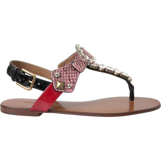 Dolce & Gabbana Multicolor Crystal Sandals Flip Flops Shoes 1728,67345645728,Dolce & Gabbana,EU36/US5.5,Flat Shoes - Women - Shoes,Flip-Flop Sandals - Sandals - Shoes,Material: 60% Ayers 40% Lamb Leather,Multicolor,Preowned / Defect,Sandals - Shoes,Shoes,