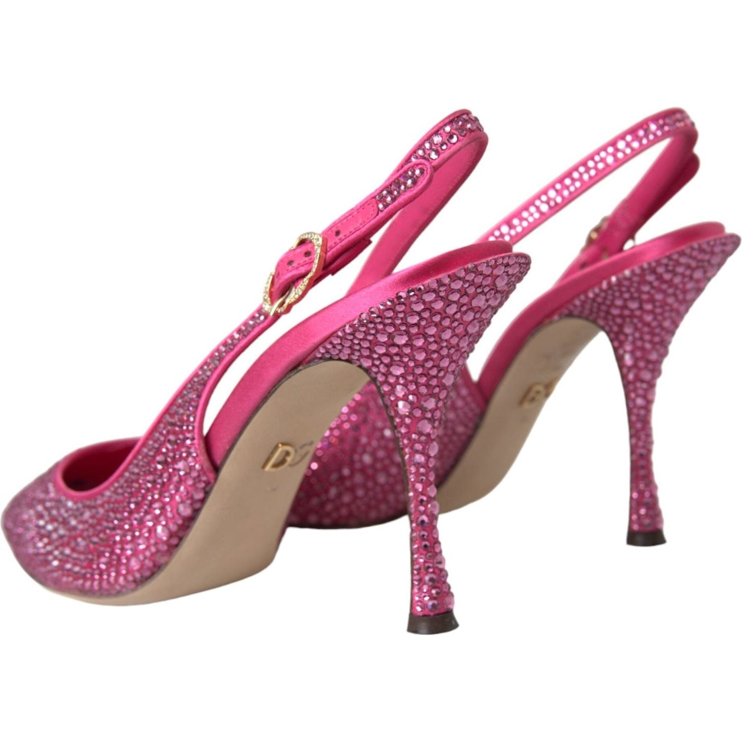 Dolce & Gabbana Pink Strass Crystal Heels Slingbacks Shoes Dolce & Gabbana