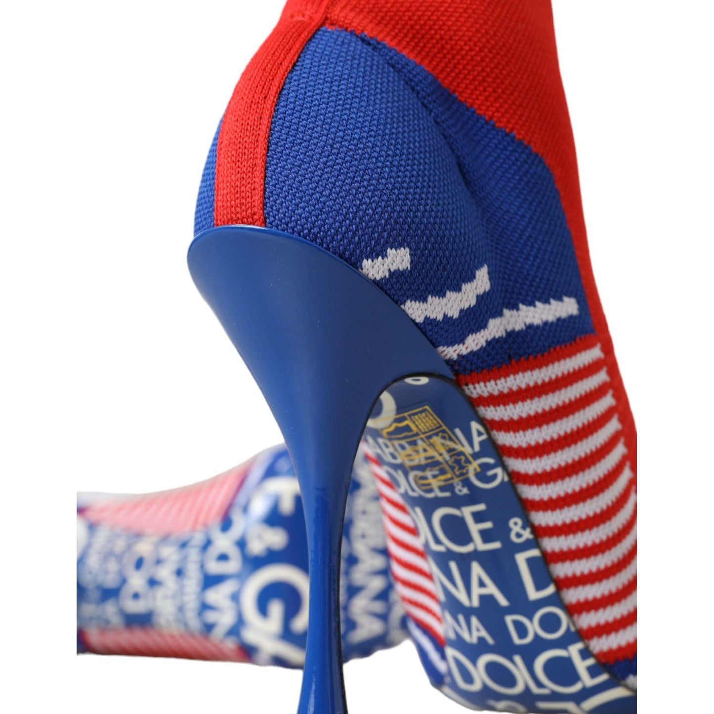 Dolce & Gabbana Red Blue Stretch Sock Style Ankle Boots Logo Shoes Dolce & Gabbana