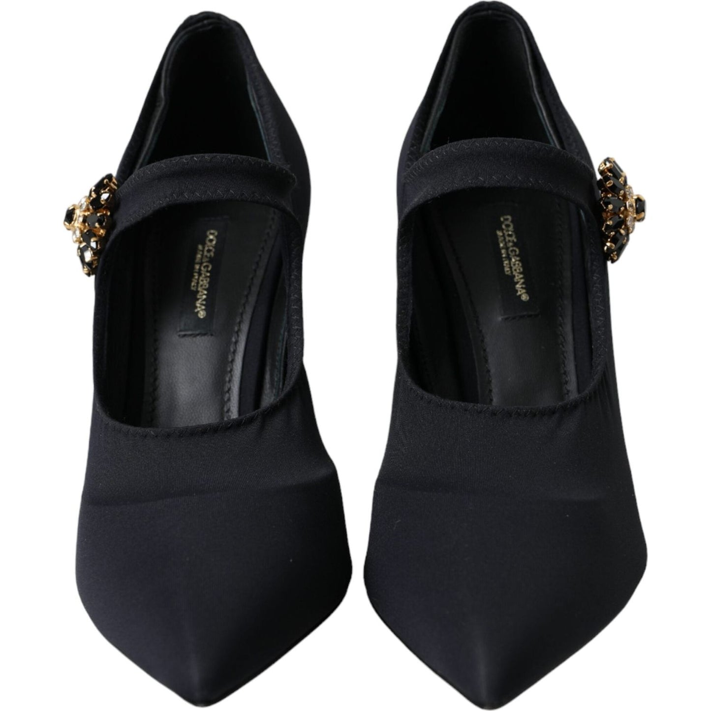 Dolce & Gabbana Black Mary Jane Jersey Crystal Pumps Shoes Dolce & Gabbana