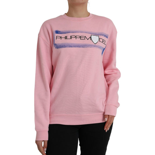 Philippe Model Pink Cotton Logo Print Long Sleeves Pullover Sweater 1728,67345645728,Clothing,M,Material: 100% Cotton,Philippe Model,Pink,Preowned / Defect,Sweaters - Clothing,Sweaters - Women - Clothing,Sweatshirts - Sweaters - Clothing,Women,Women - Clo