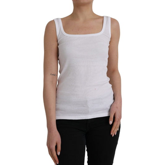 Ermanno Scervino White Cotton Sleevelesss Tank Casual Top Ermanno Scervino