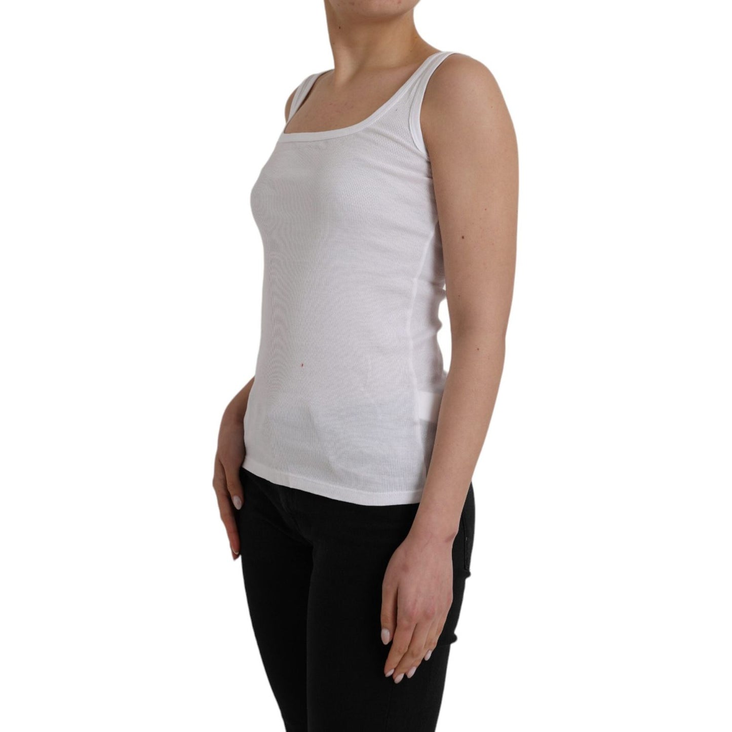 Ermanno Scervino White Cotton Sleevelesss Tank Casual Top Ermanno Scervino