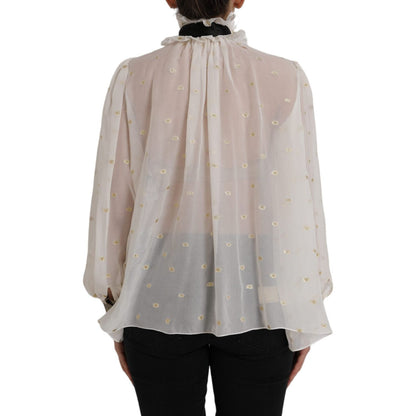 Dolce & Gabbana Off White Silk Blend Ascot Collar Blouse Top 1728,67345645728,Blouses - Shirts - Clothing,Clothing,Dolce & Gabbana,IT42|M,Material: 77% Silk 23% Polyester,New with tags,Off White,Shirts - Clothing,Tops & T-Shirts - Women - Clothing,Women,W