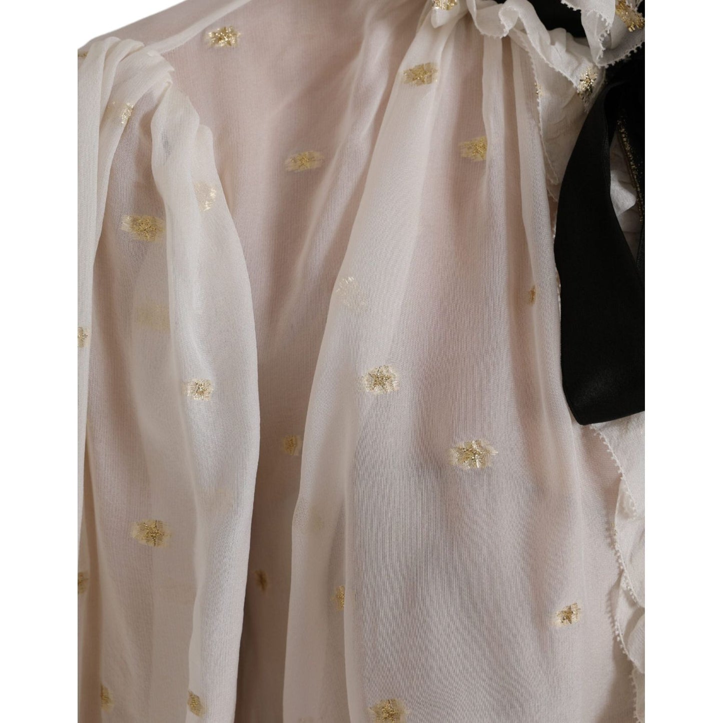 Dolce & Gabbana Off White Silk Blend Ascot Collar Blouse Top 1728,67345645728,Blouses - Shirts - Clothing,Clothing,Dolce & Gabbana,IT42|M,Material: 77% Silk 23% Polyester,New with tags,Off White,Shirts - Clothing,Tops & T-Shirts - Women - Clothing,Women,W