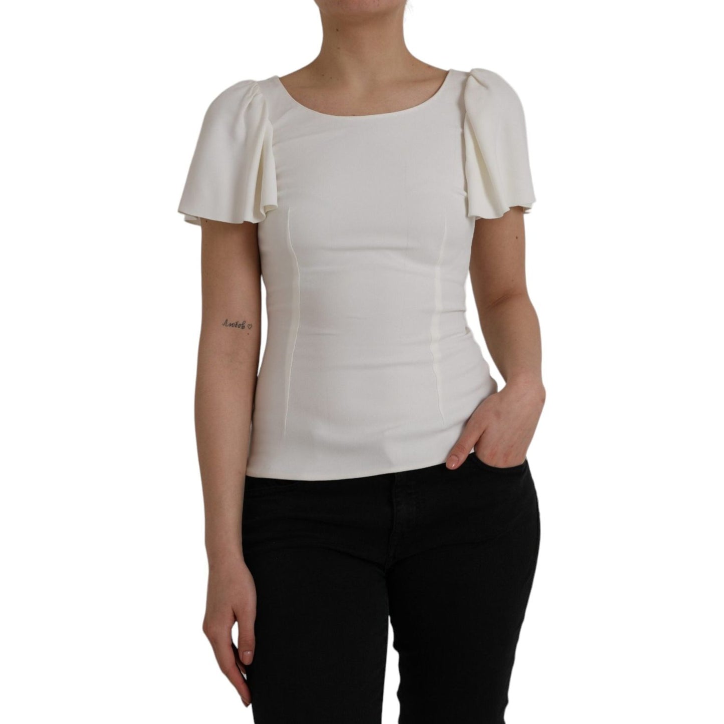 Dolce & Gabbana White Viscose Round Neck Short Sleeves Top Dolce & Gabbana