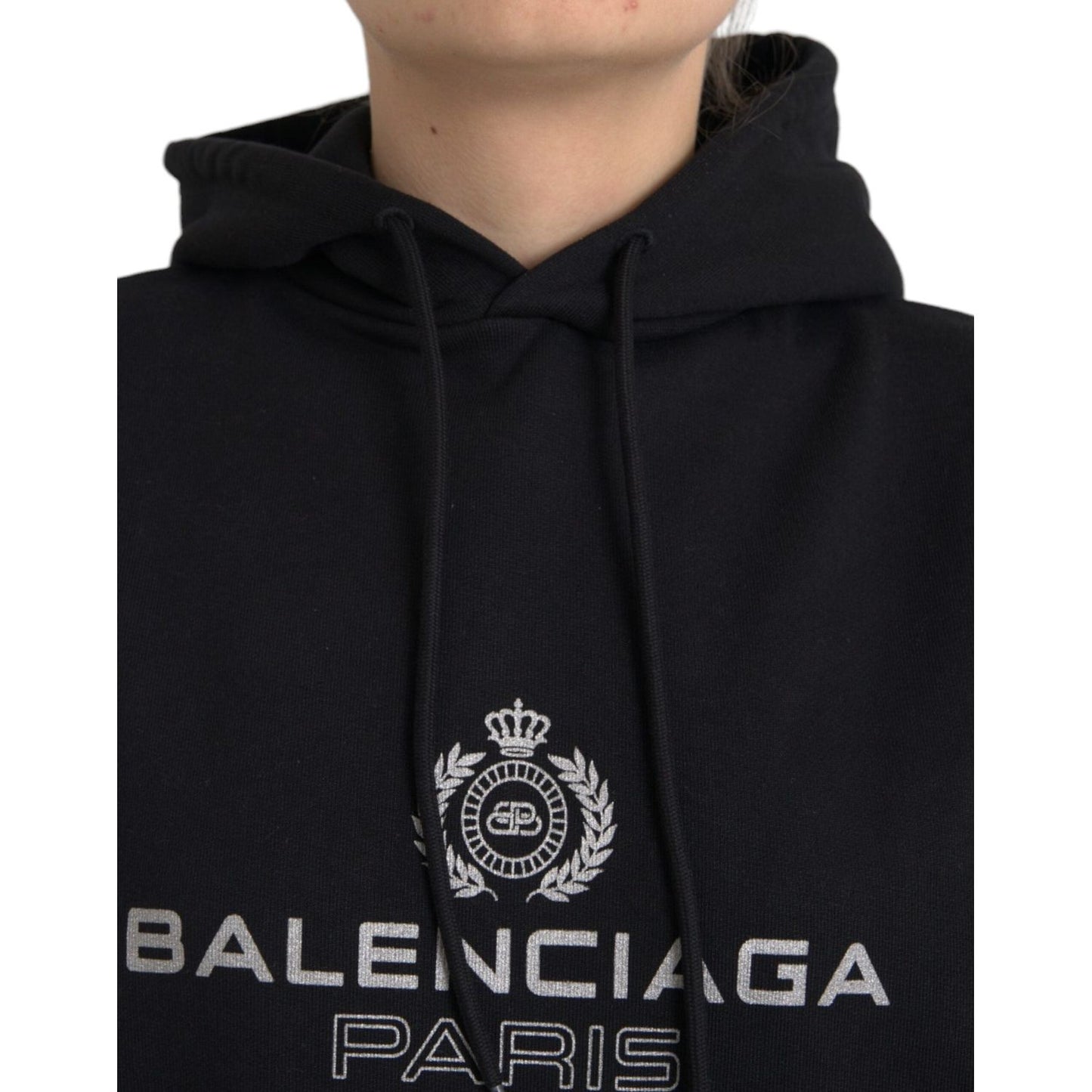 Balenciaga Black Cotton Logo Hooded Pullover Sweatshirt Sweater Balenciaga