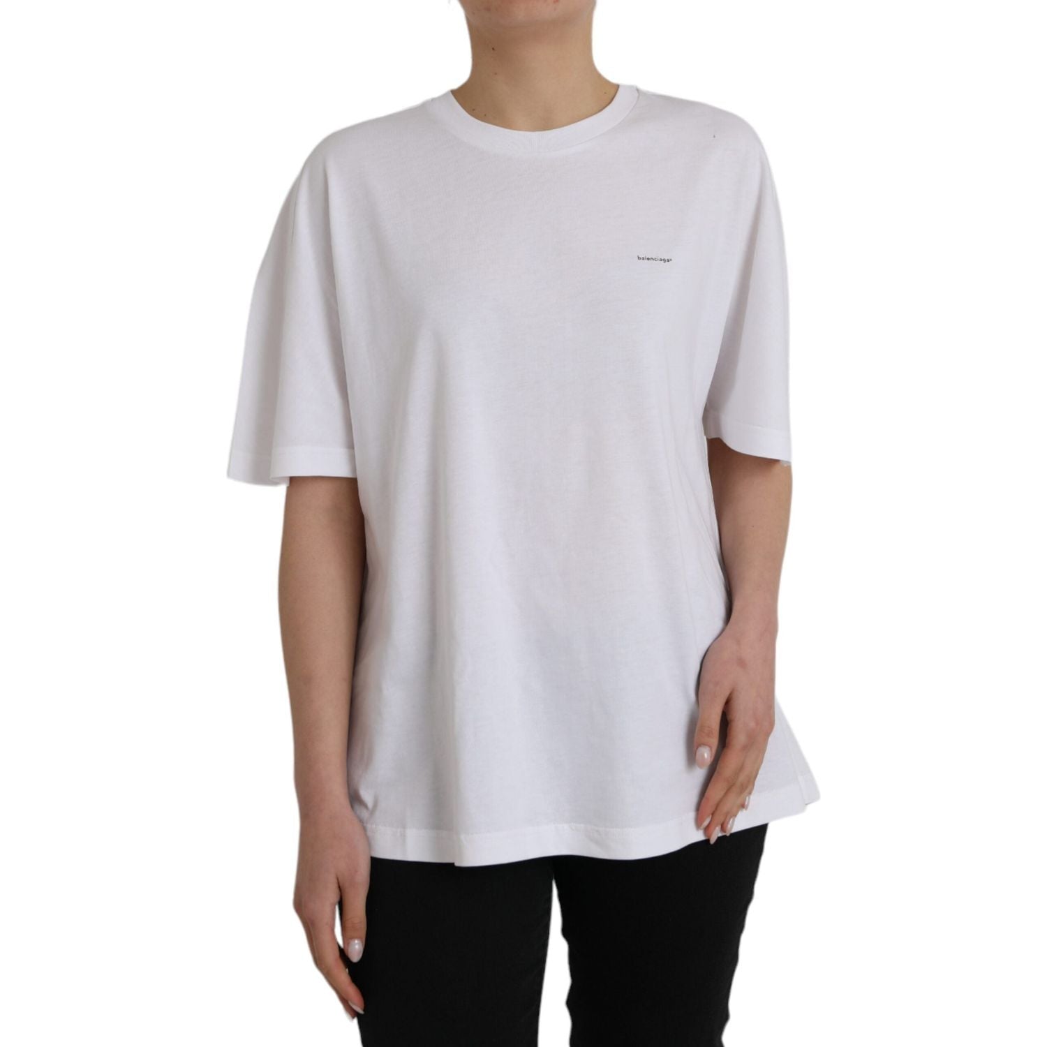 Balenciaga White Cotton Crew Neck Short Sleeves T-shirt