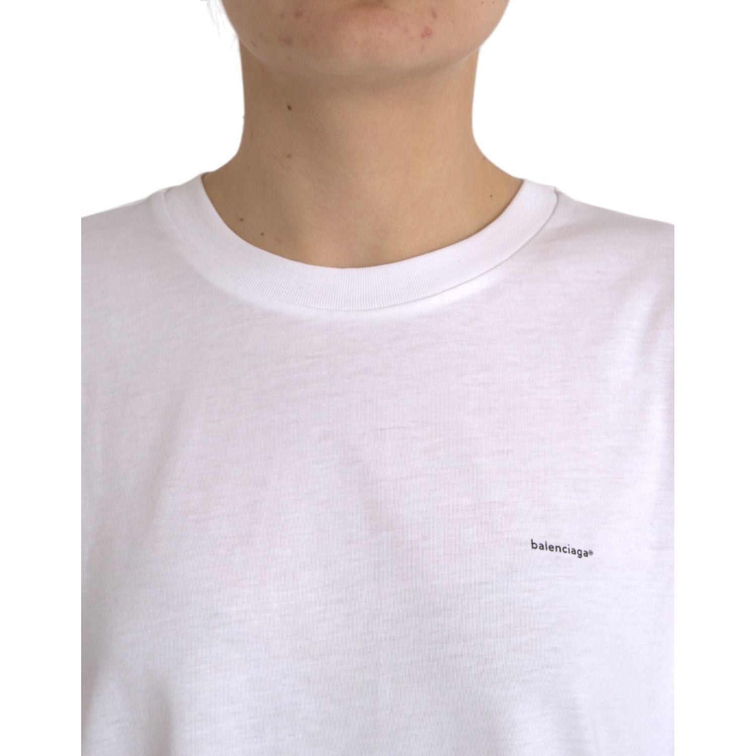 Balenciaga White Cotton Crew Neck Short Sleeves T-shirt