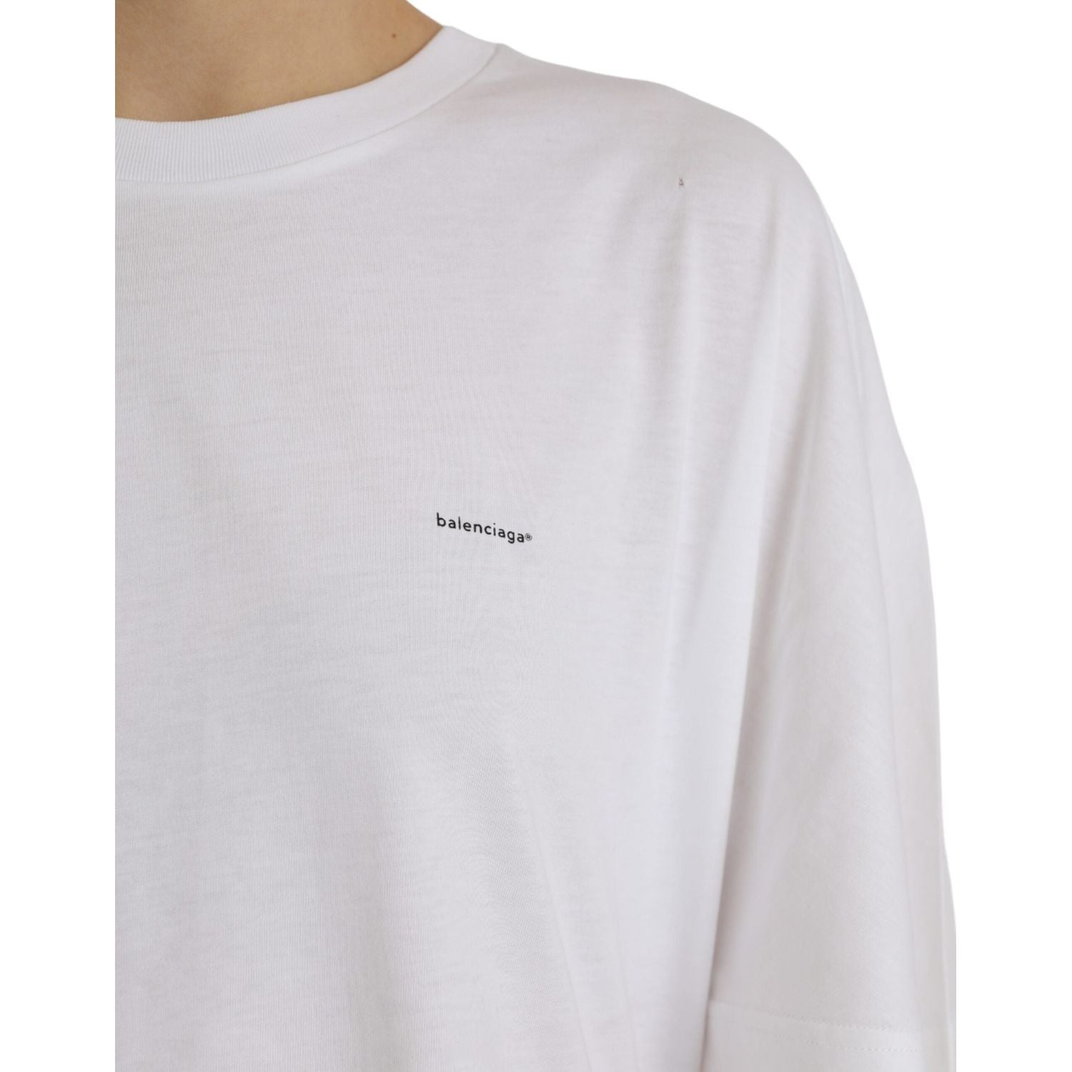 Balenciaga White Cotton Crew Neck Short Sleeves T-shirt