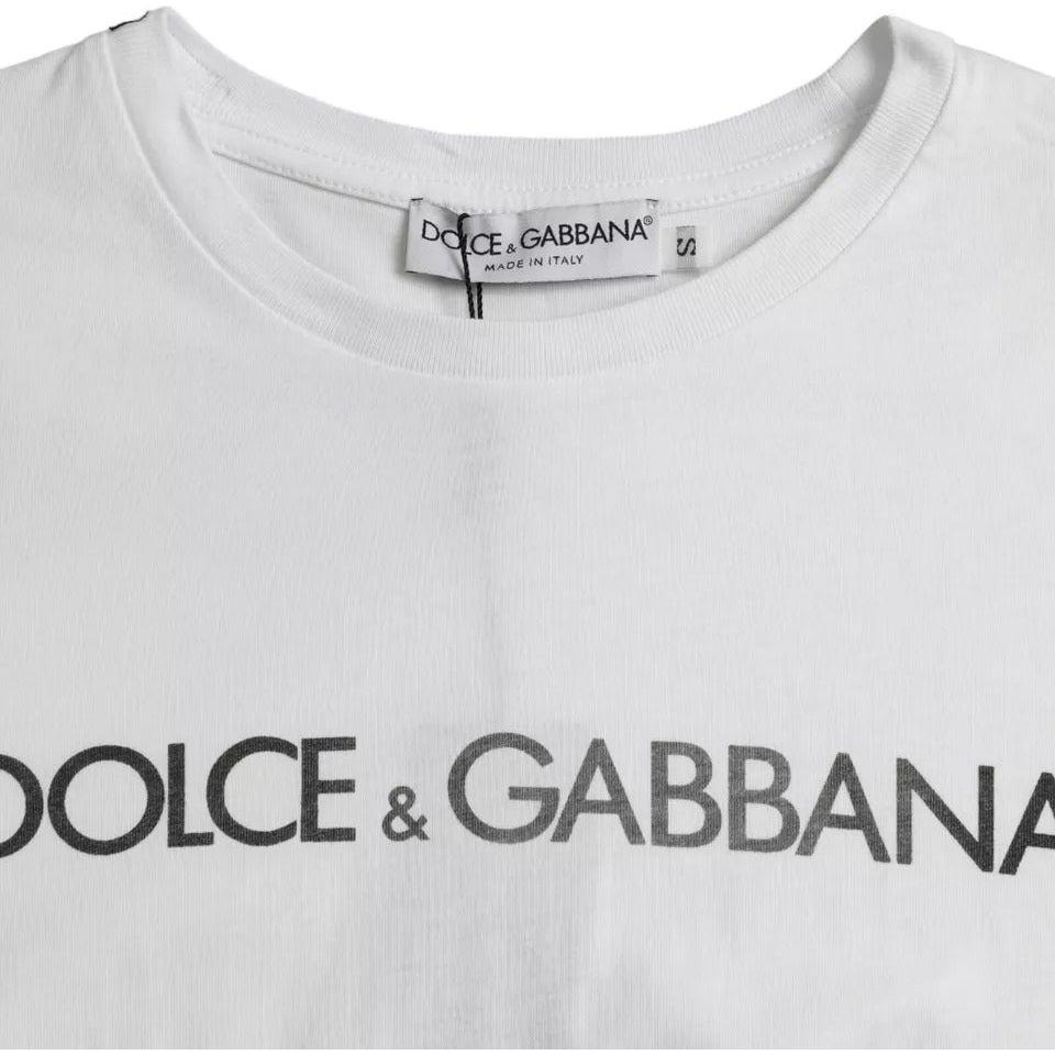 Dolce & Gabbana White Logo Print Cotton Crew Neck Men Top T-shirt Dolce & Gabbana