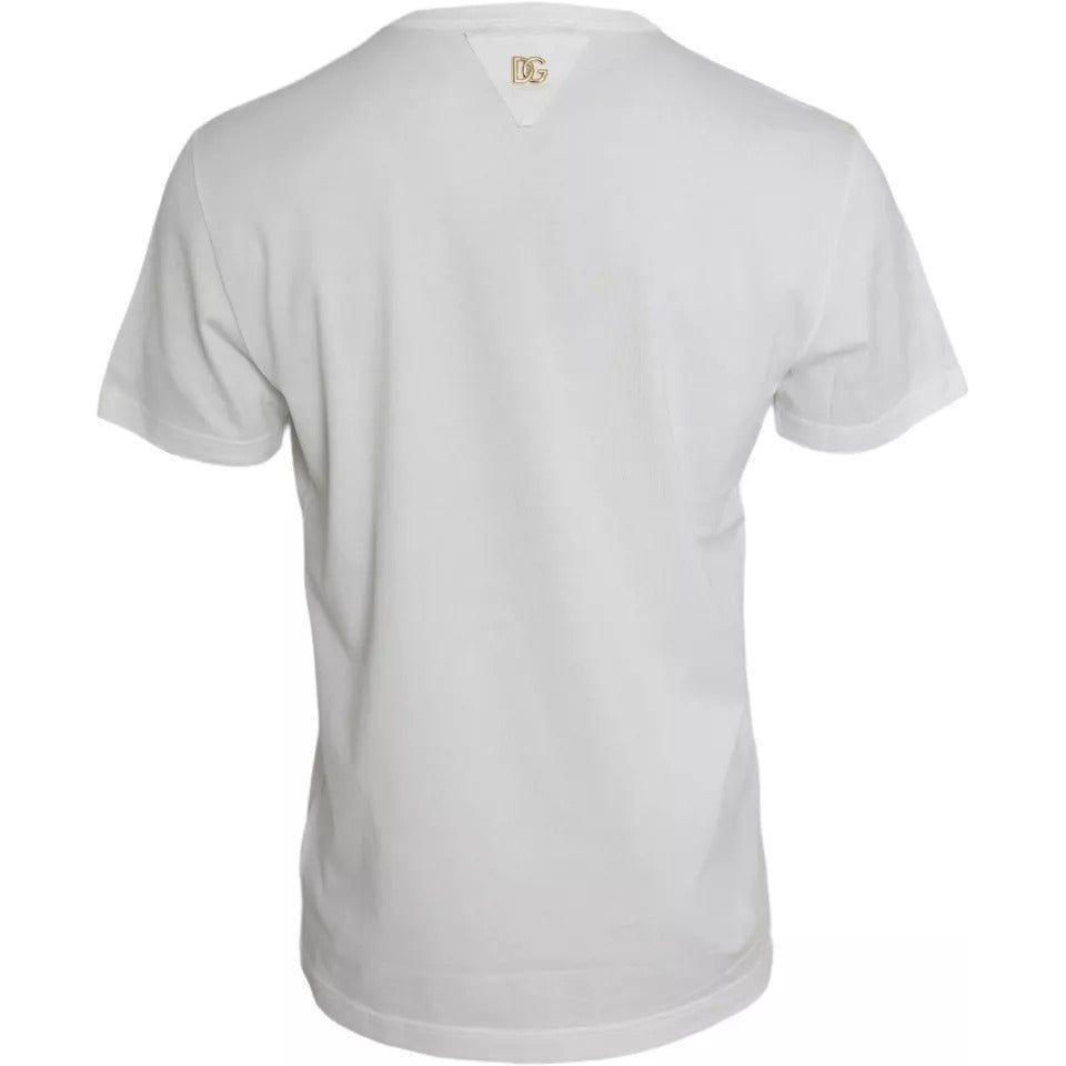 Dolce & Gabbana White Logo Floral Cotton Crew Neck T-shirt Dolce & Gabbana