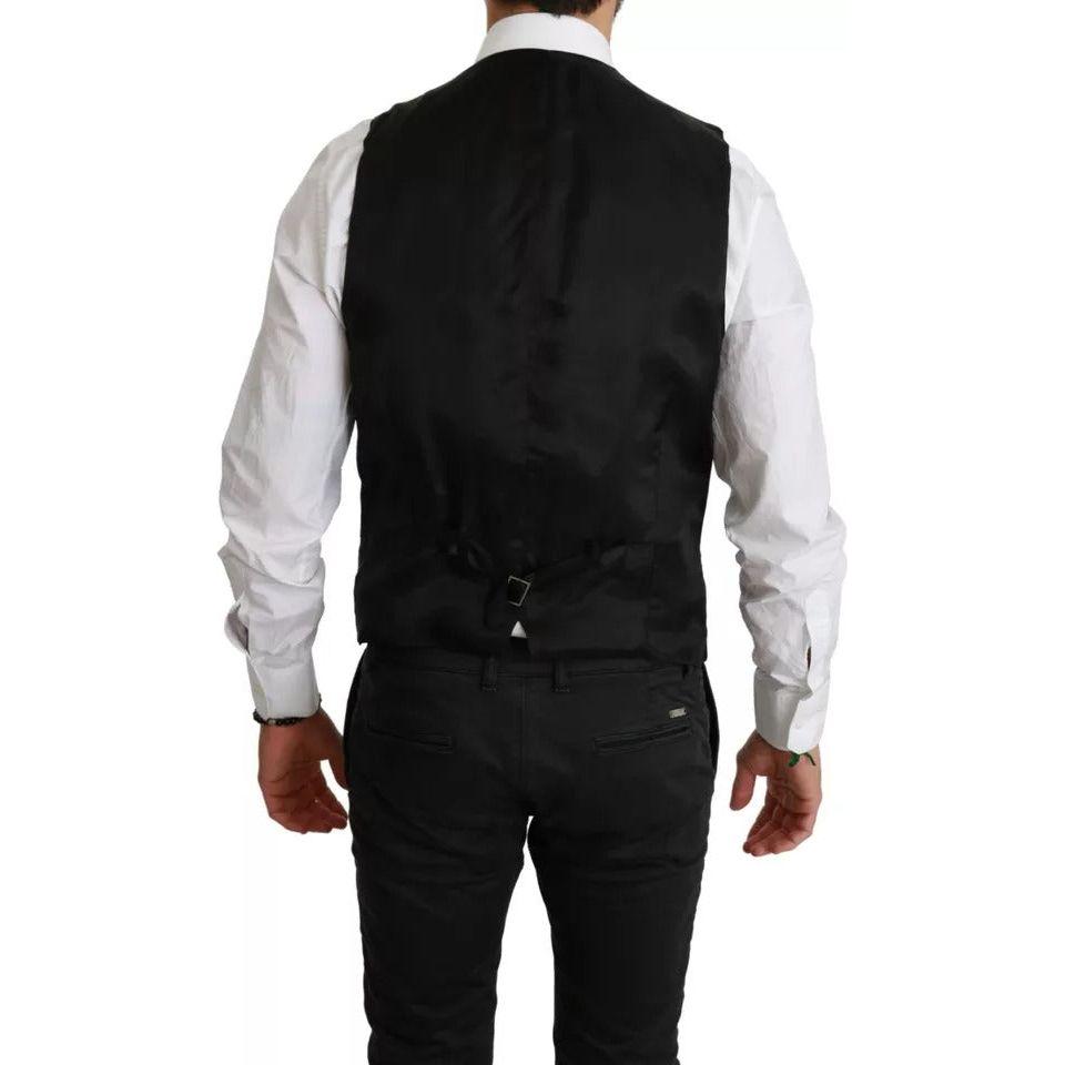 Dolce & Gabbana Black Stretch Waistcoat Formal Dress Wool Vest Dolce & Gabbana