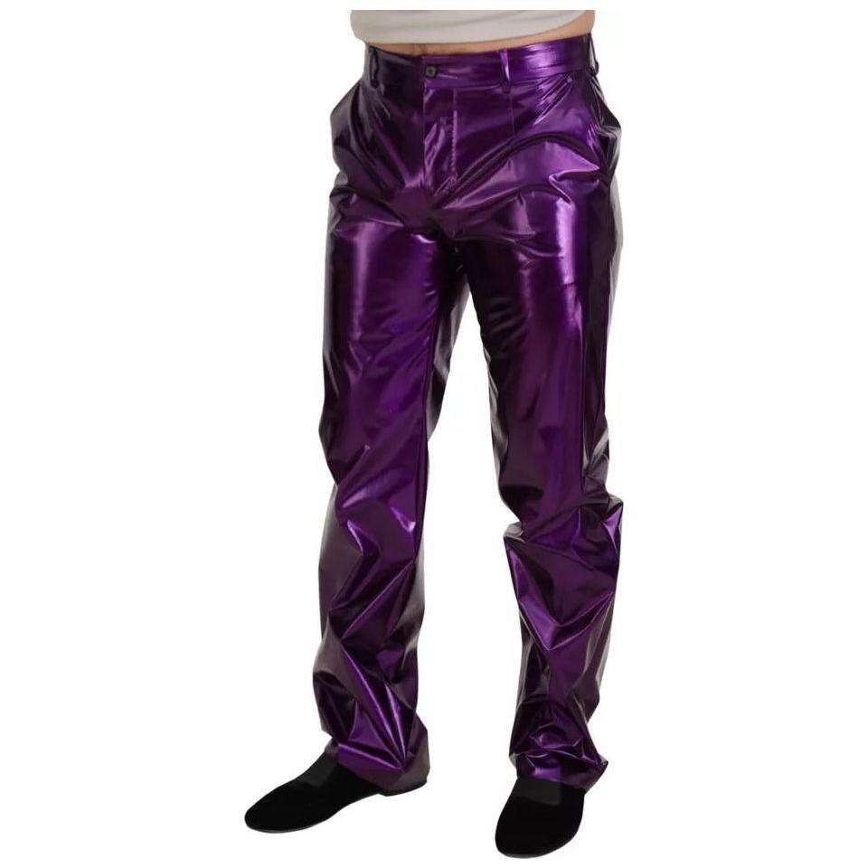 Dolce & Gabbana Purple Shining Men Casual Pants Dolce & Gabbana