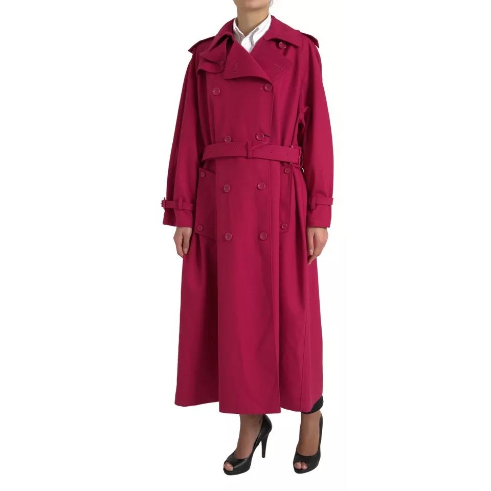 Dolce & Gabbana Dark Pink Double Breasted Trench Coat Jacket
