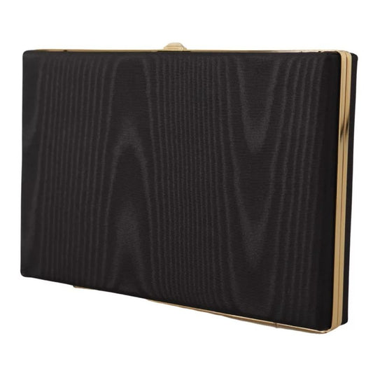 Dolce & Gabbana Black Silk Gold Frame Clutch Evening Party Purse Bag