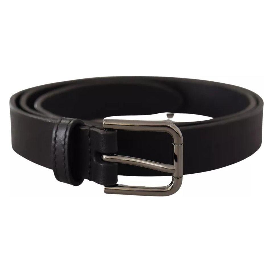 Dolce & Gabbana Black Calf Leather Classic Metal Logo Buckle Belt Dolce & Gabbana