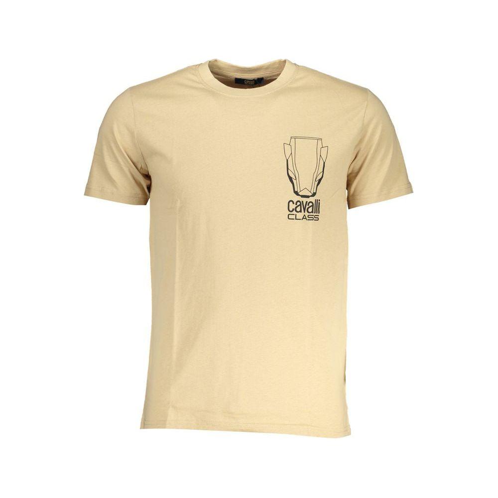 Cavalli Class Beige Cotton T-Shirt Cavalli Class