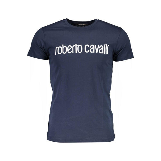 Roberto Cavalli Blue Cotton Men T-Shirt Roberto Cavalli