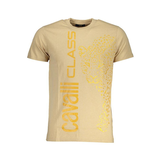 Cavalli Class Beige Cotton T-Shirt Cavalli Class