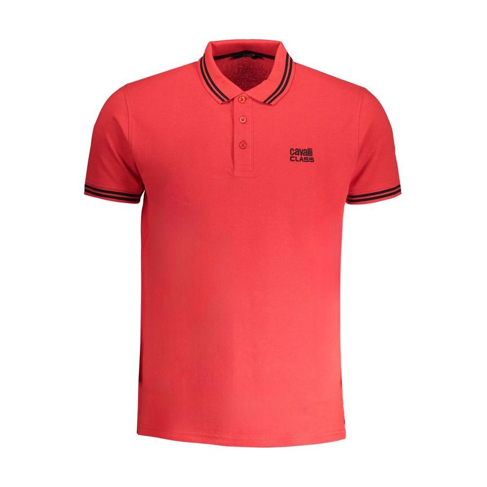 Cavalli Class Red Cotton Polo Shirt Cavalli Class