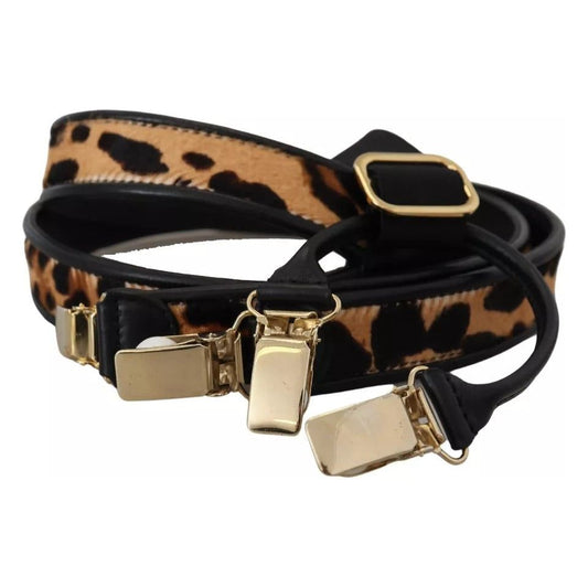 Dolce & Gabbana Brown Leopard Gold Clips Women Suspender Belt Dolce & Gabbana