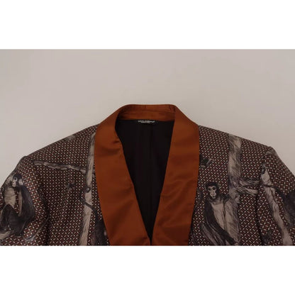 Dolce & Gabbana Bronze Monkey Print Silk Slim Jacket Blazer 1728,67345645728,Blazers - Men - Clothing,Blazers - Suits & Blazers - Clothing,Bronze,Clothing,Dolce & Gabbana,IT46 | S,Material: 100% Silk,Men,Men - Clothing,New with tags,Suits & Blazers - Clot