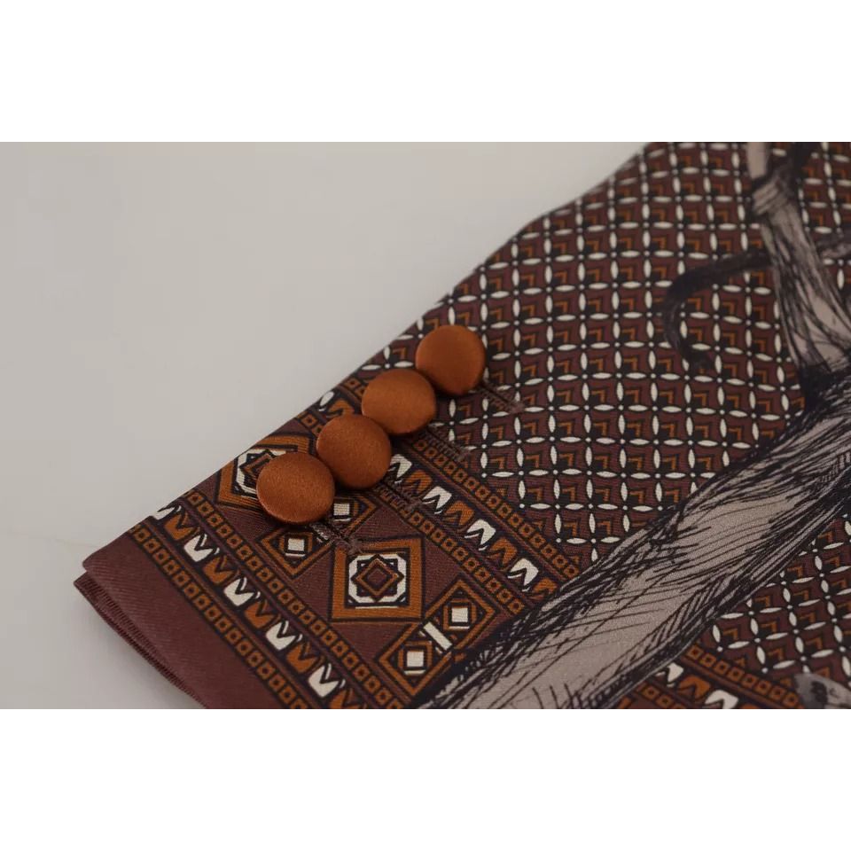 Dolce & Gabbana Bronze Monkey Print Silk Slim Jacket Blazer 1728,67345645728,Blazers - Men - Clothing,Blazers - Suits & Blazers - Clothing,Bronze,Clothing,Dolce & Gabbana,IT46 | S,Material: 100% Silk,Men,Men - Clothing,New with tags,Suits & Blazers - Clot