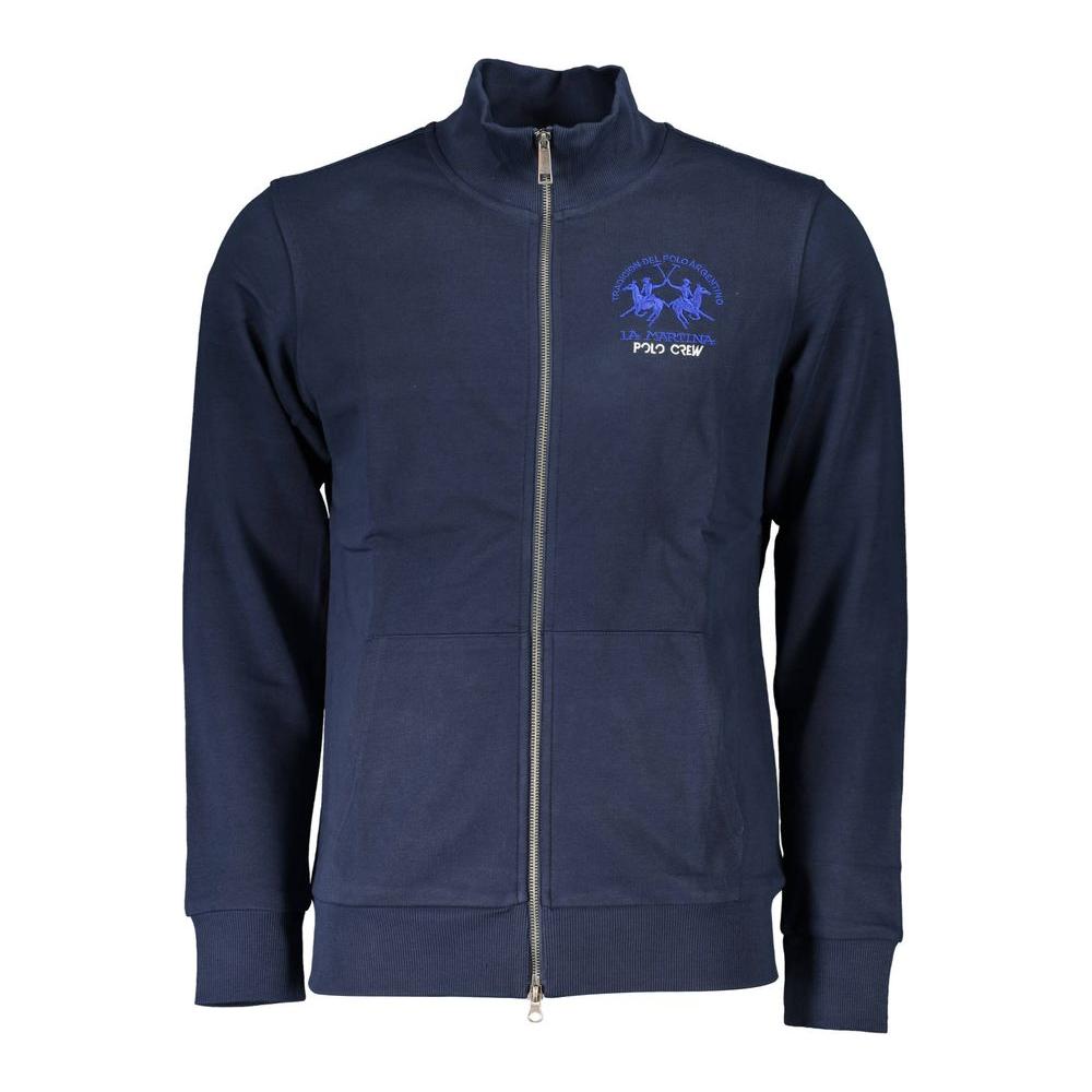 La Martina Blue Cotton Men Sweater La Martina