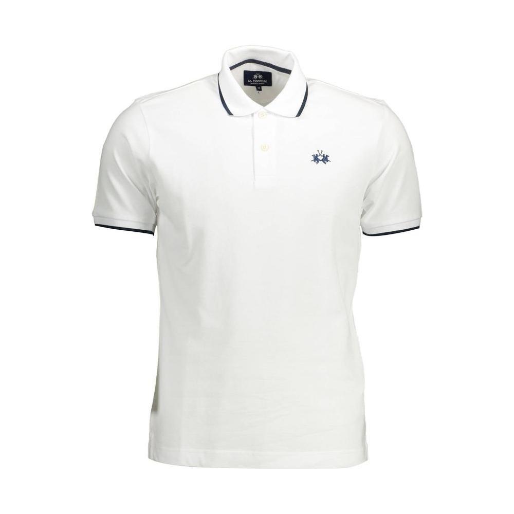 La Martina White Cotton Men Polo Shirt La Martina