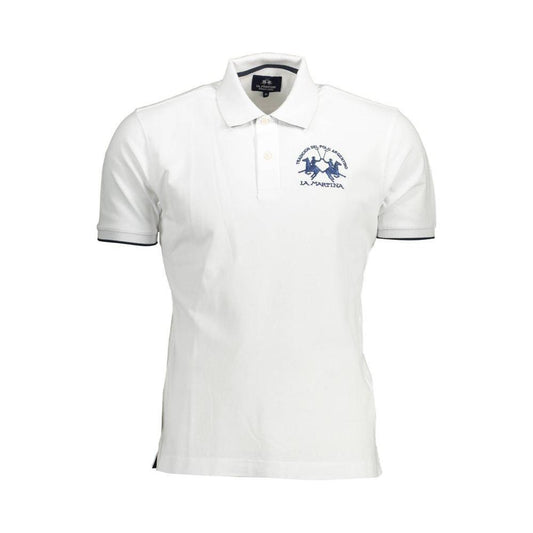 La Martina White Cotton Mens Polo Shirt La Martina