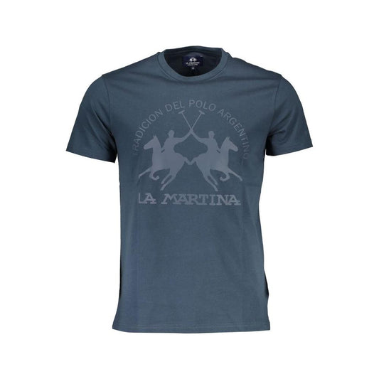 La Martina Blue Cotton Men T-Shirt La Martina