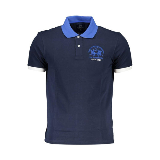 La Martina Blue Cotton Men Polo Shirt La Martina