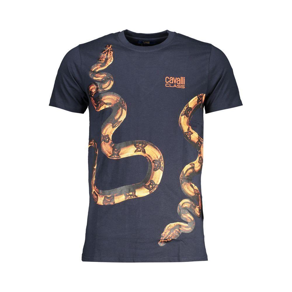 Cavalli Class Blue Cotton T-Shirt Cavalli Class