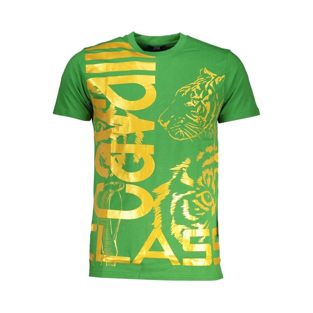 Cavalli Class Green Cotton T-Shirt Cavalli Class