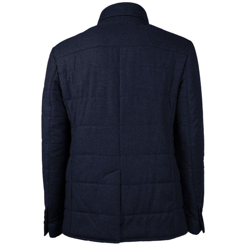 Made in Italy Blue Wool Men Coat Made in Italy