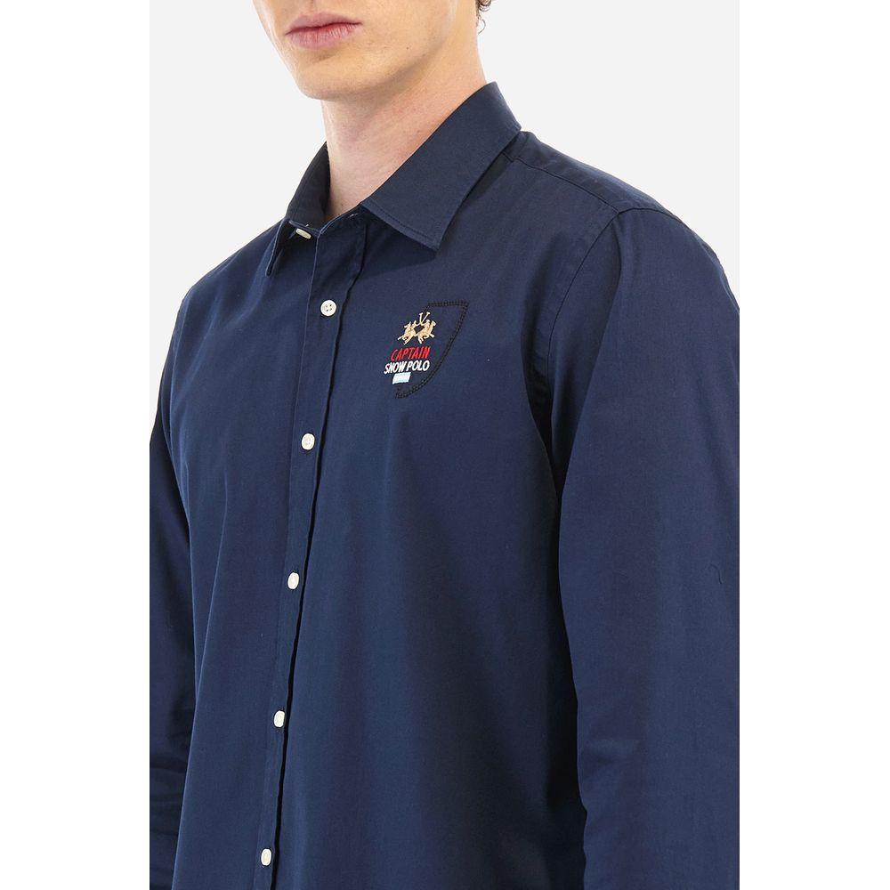 La Martina Blue Cotton Shirt La Martina